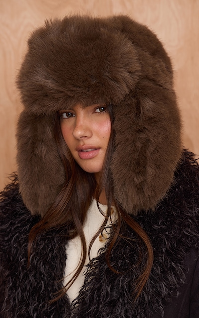 Mocha Faux Fur Trapper Hat