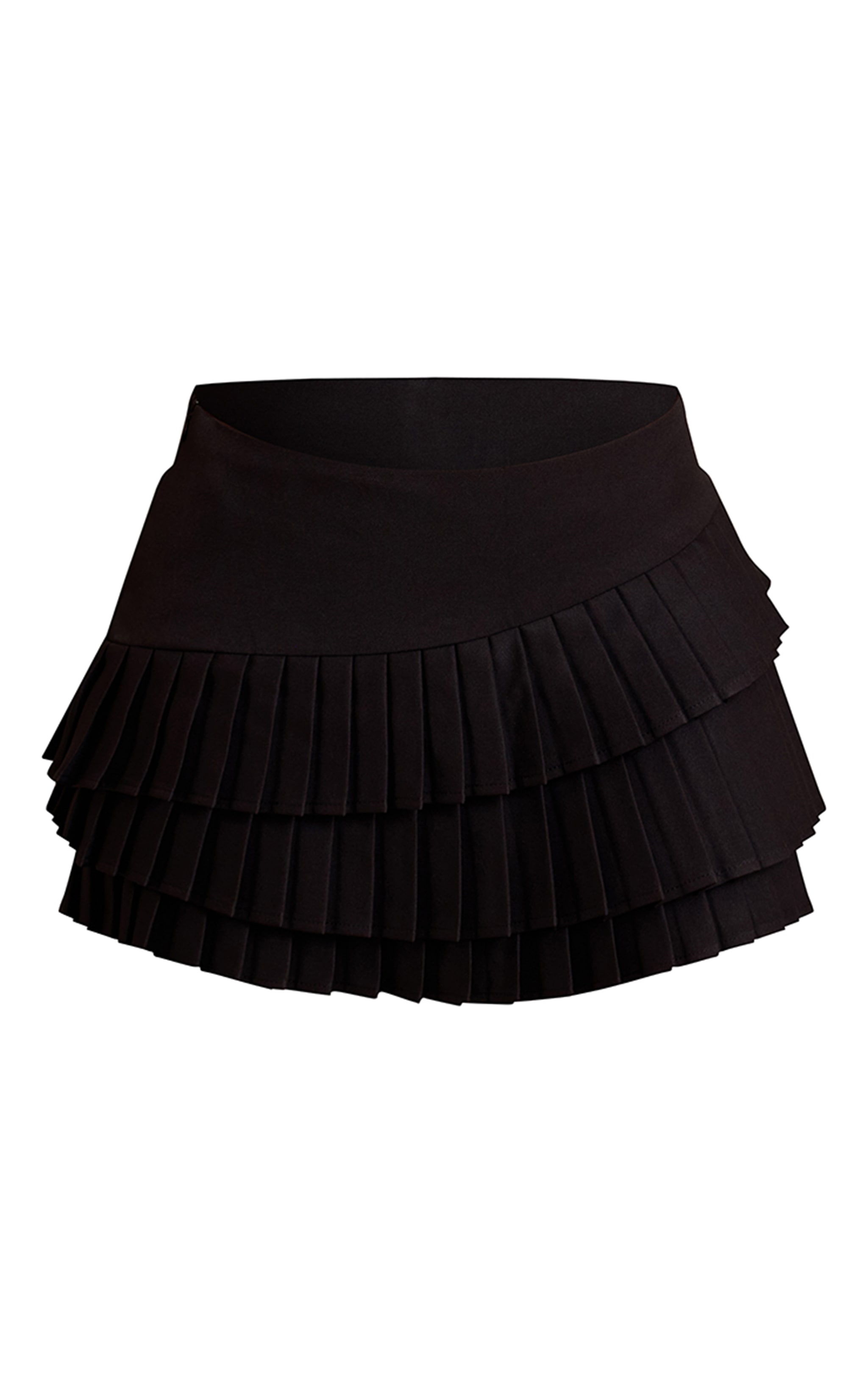 Black Tailored Woven Pleated Mini Skort image 6