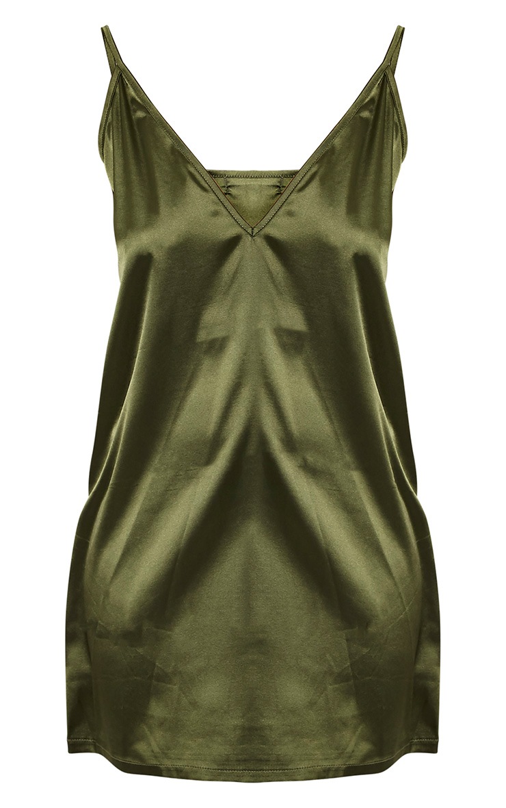olive satin wrap slip dress