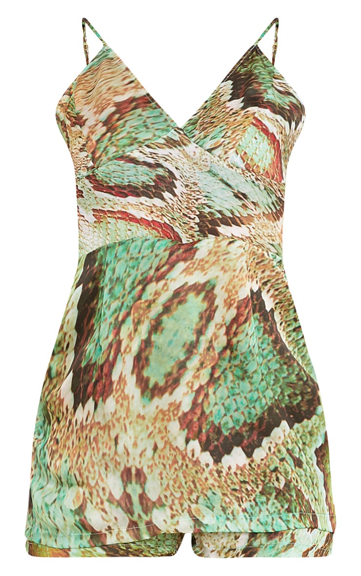 green snake print playsuit