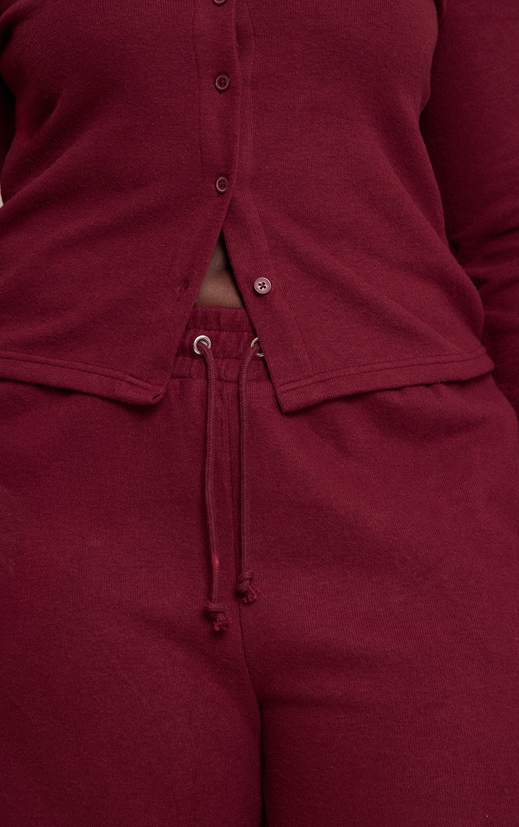 Plus Burgundy Soft Touch Wide Leg Sweatpants image 4