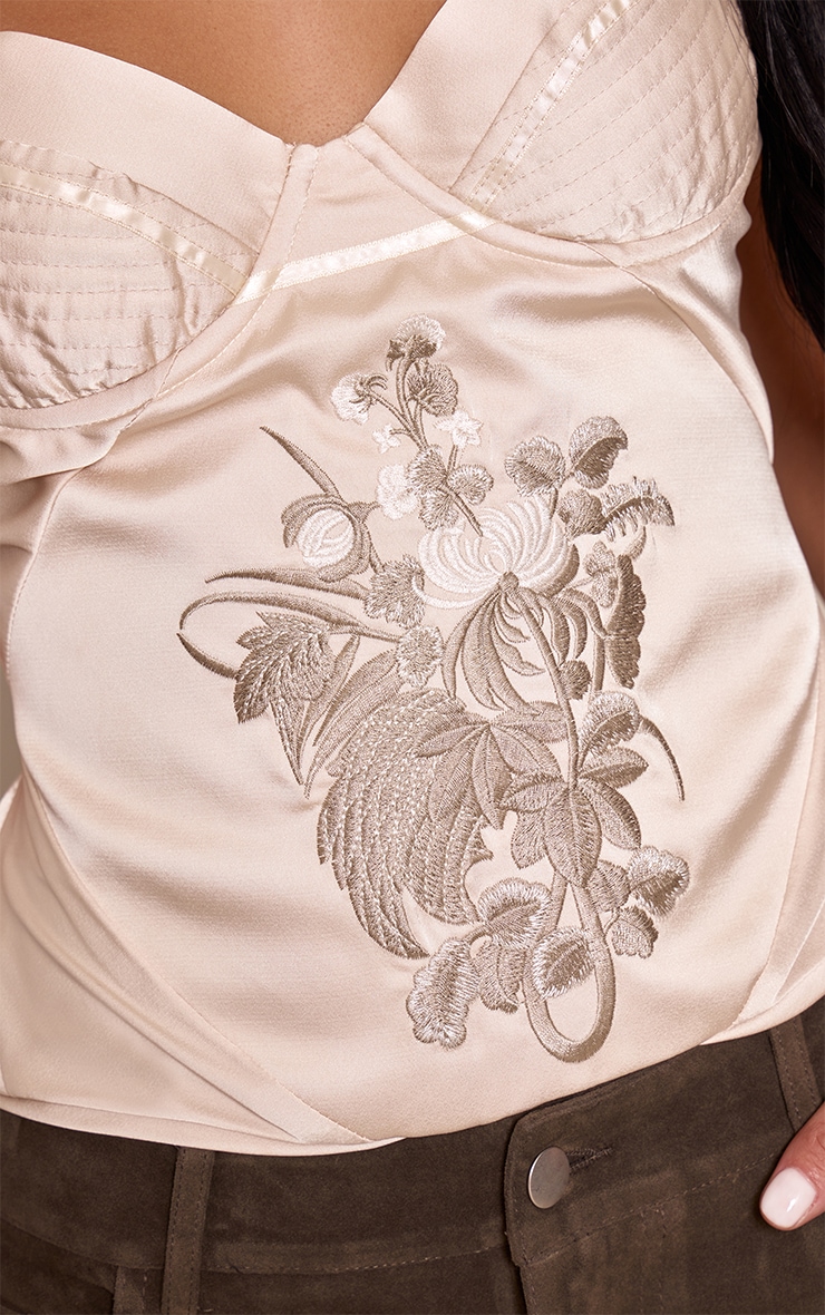 Champagne Satin Embroidered Detail Corset image 4