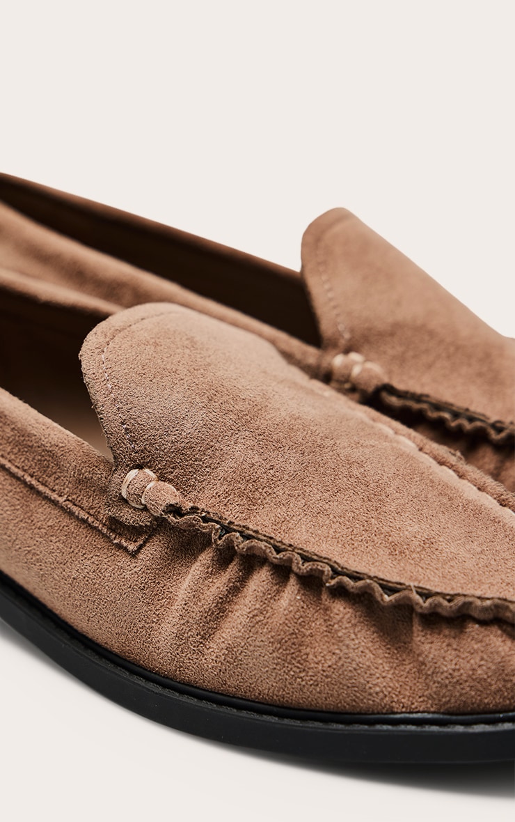 Taupe Faux Suede Slip On Loafers image 5