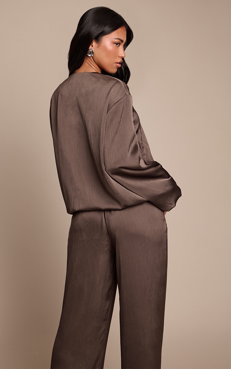 Veste satinée texturée gris charbon à col montant image 2