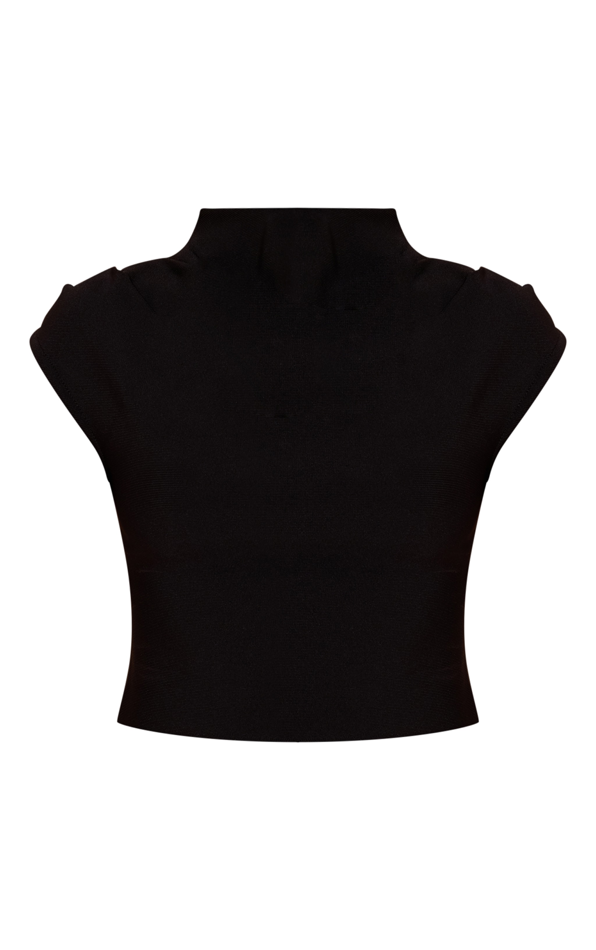 Black Bandage Pleat Detail Cap Sleeve Top image 5