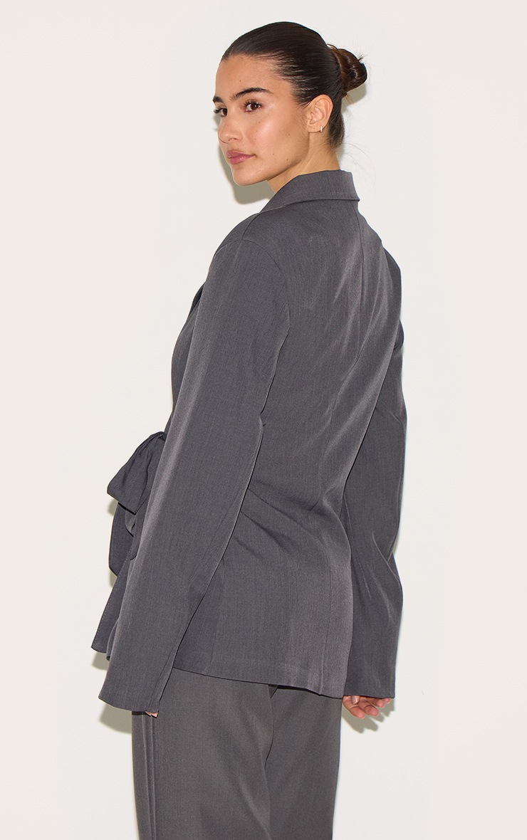 Charcoal Tie Front Structured Blazer image 2