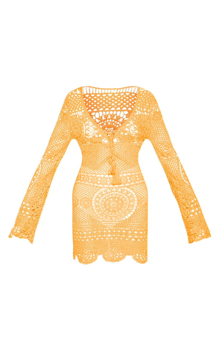 Orange Crochet Cotton Dress image 3