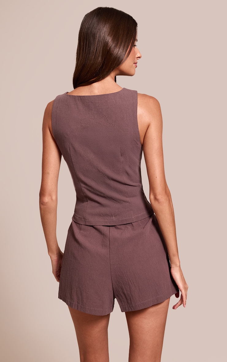 Chocolate Texture Button Down Waist Coat Romper image 2