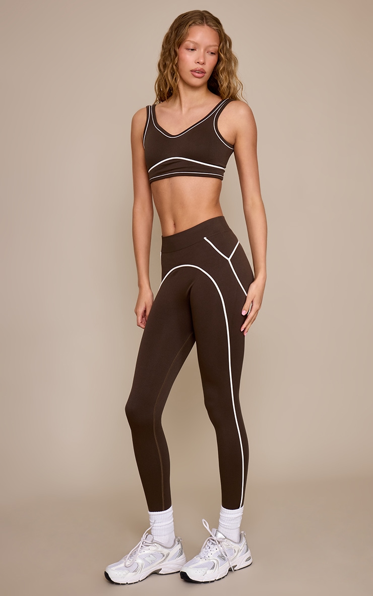 Espresso Seamless Contrast Detail Leggings image 2
