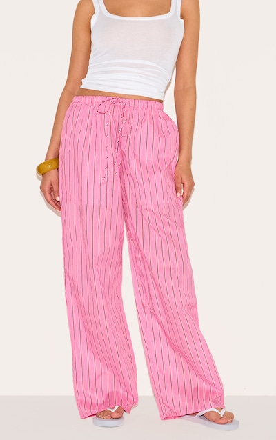 Petite Pink Pinstripe Woven Drawstring Waist Pants