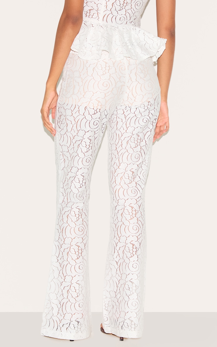White Sheer Lace Flared Leg Pant image 3
