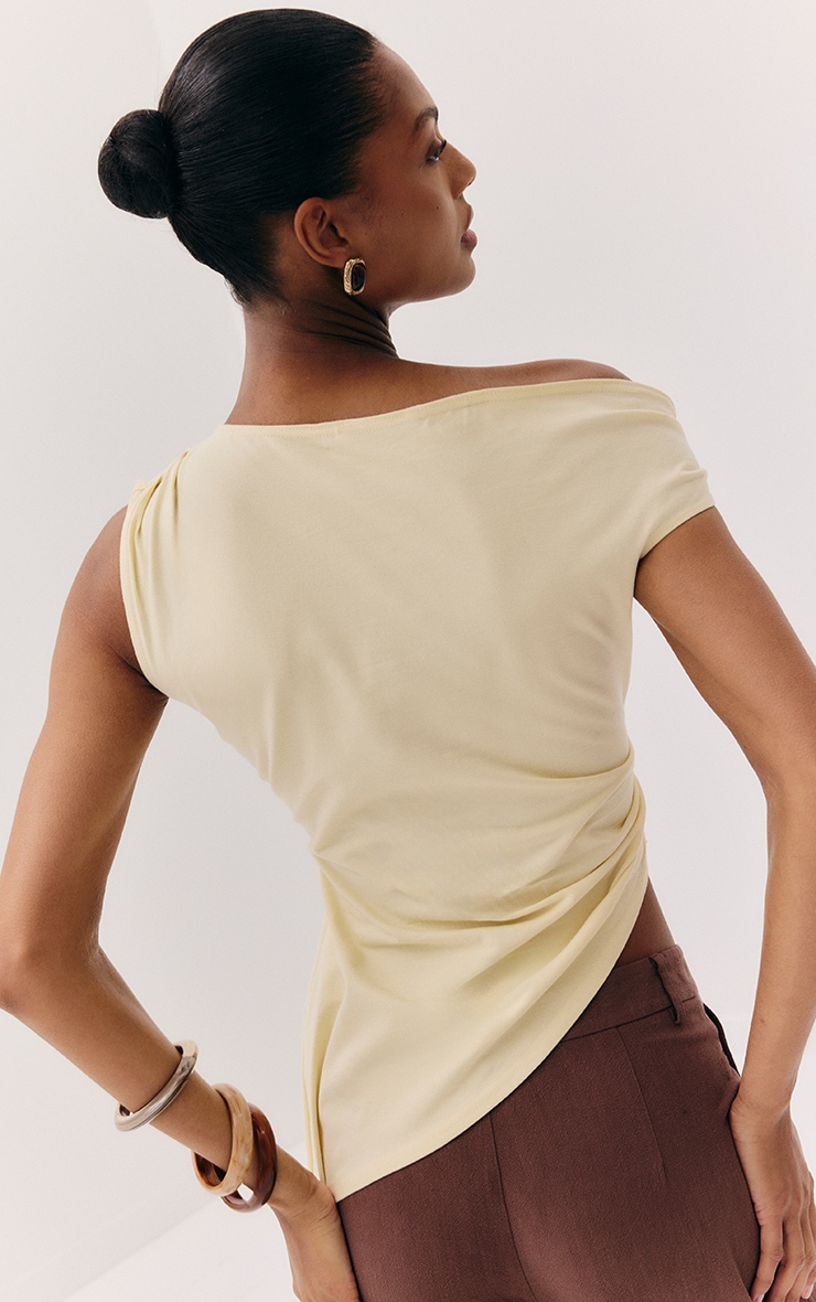 Almond Asymmetric Shoulder Extreme Longline Top image 2