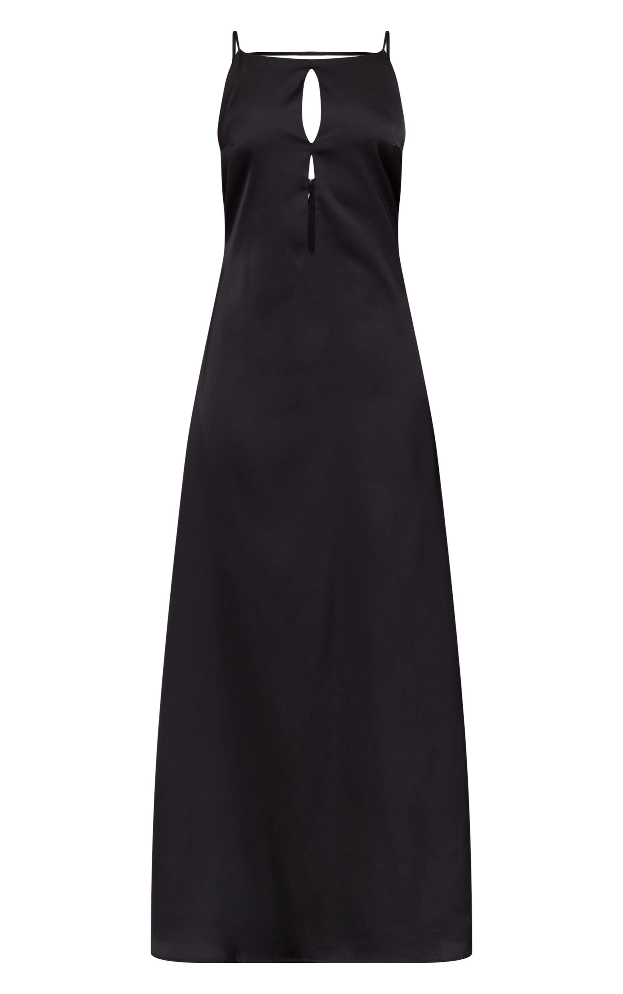 Robe Nuisette Noire en matière satinée à Découpe Clavicule. image 5