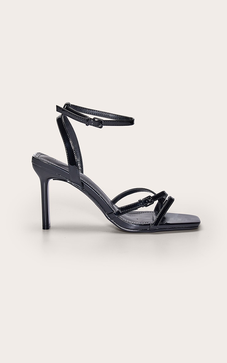Black Patent Buckle Detail Strappy Sandal image 2