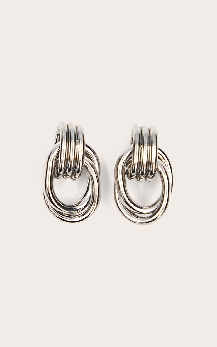 Silver Twisted Mini Door Knocker Stud Earrings image 3