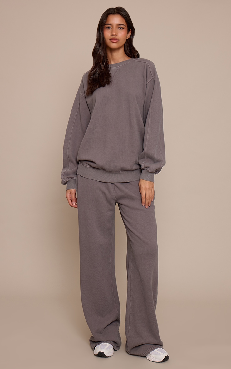 Tall Charcoal Acid Washed Cross Stitch Sweatshirt image 3