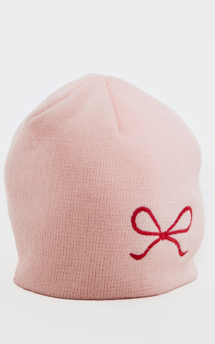 Pink Bow Detail Beanie image 2