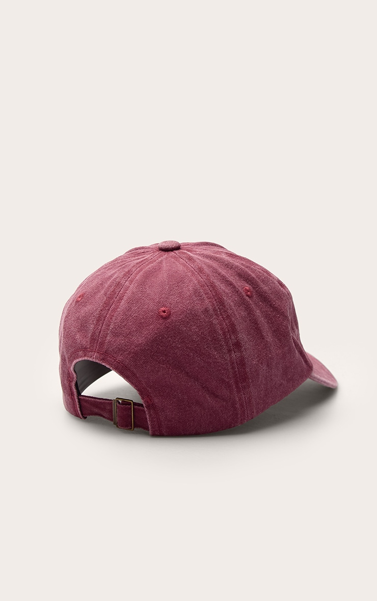 Burgundy Acid Wash Florida Graphic Baseball Cap image 3