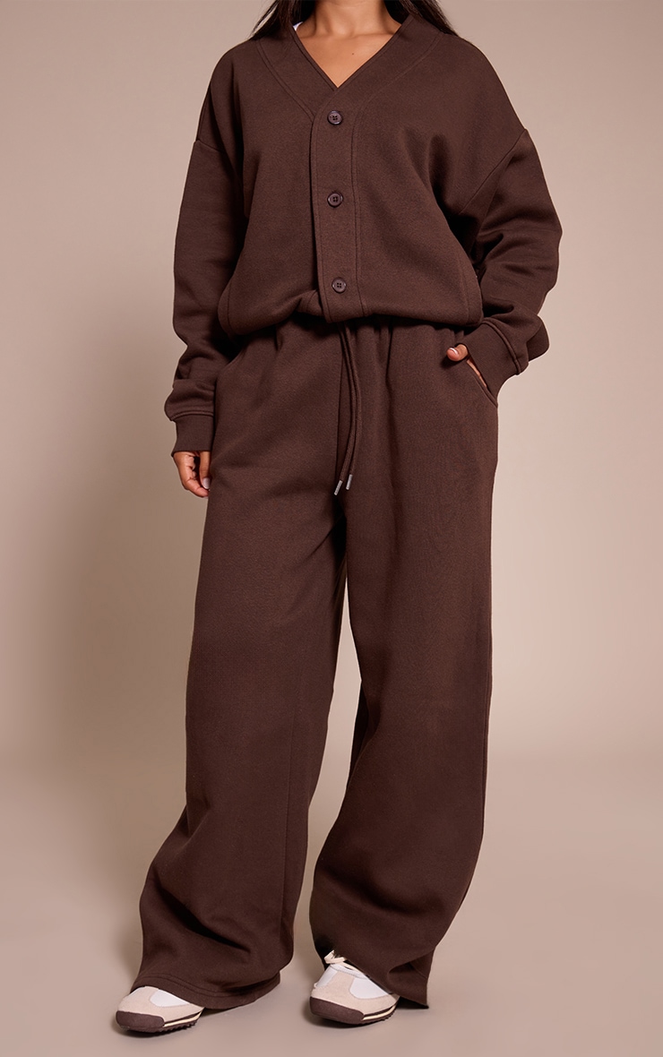 Petite Chocolate Wide Leg Elasticated Drawstring Sweatpants image 2