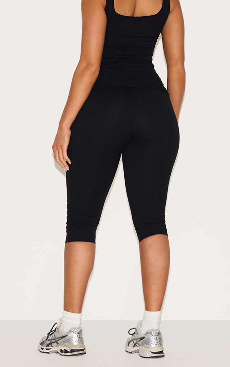 Shape Black Active Ruched Side High Waisted Capri Pants image 3