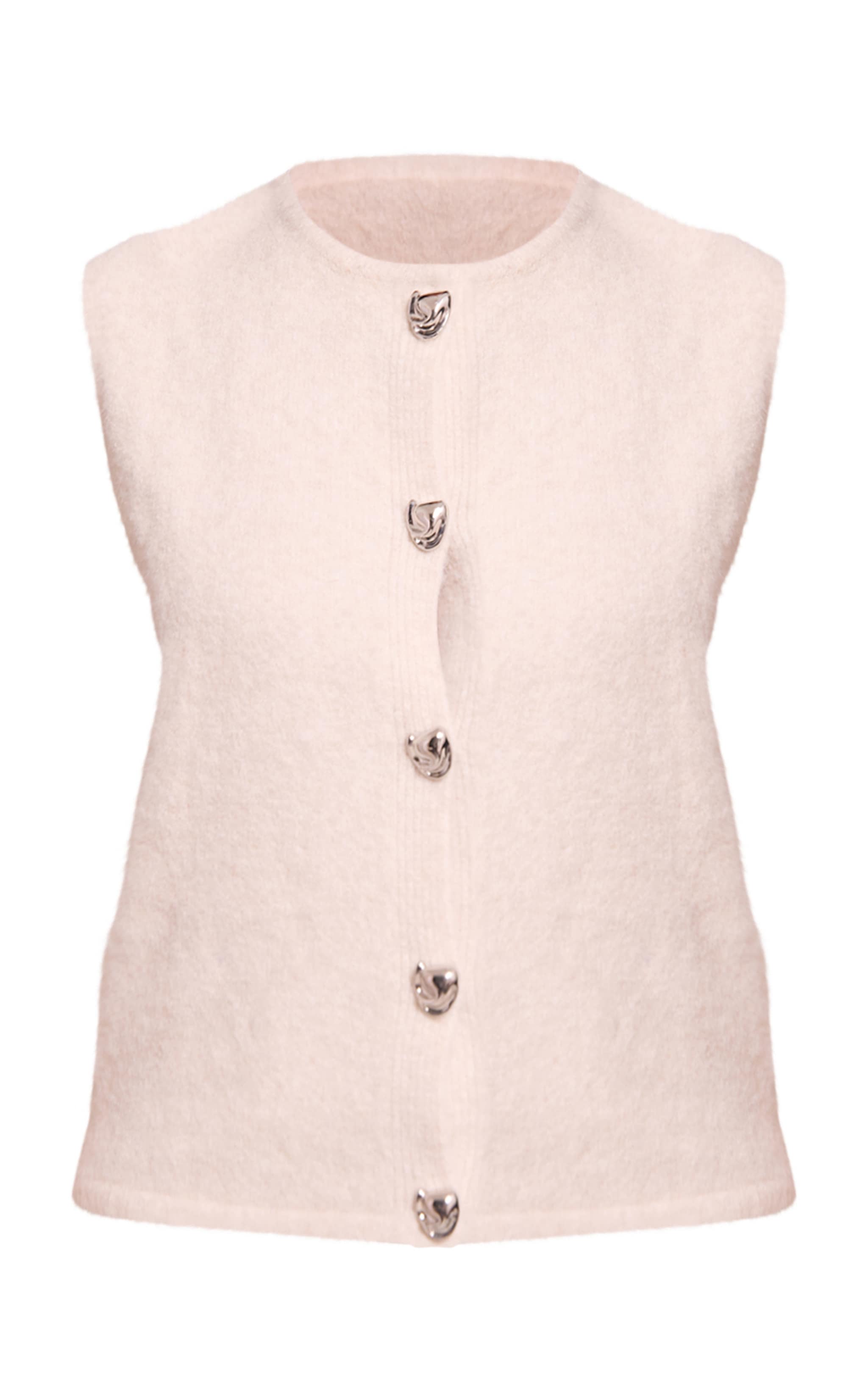 Petite Cream Button Up Knitted Vest image 5