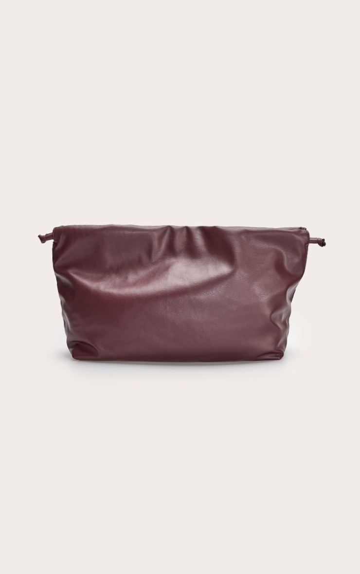 Plum PU Oversize Drawstring Clutch Bag image 2