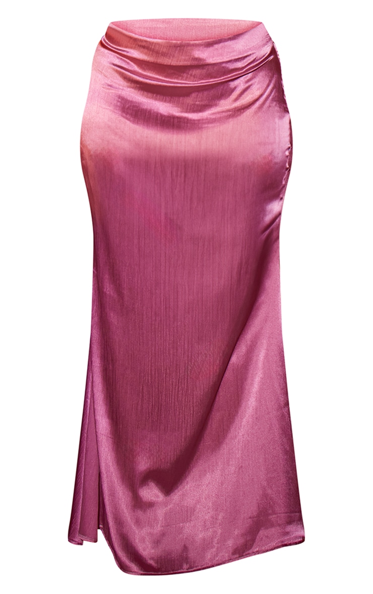 Plus Pink Textured Satin Maxi Skirt image 5