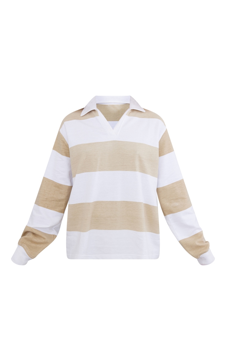 Stone Stripe Long Sleeve Rugby Jersey Sweatshirt image 5