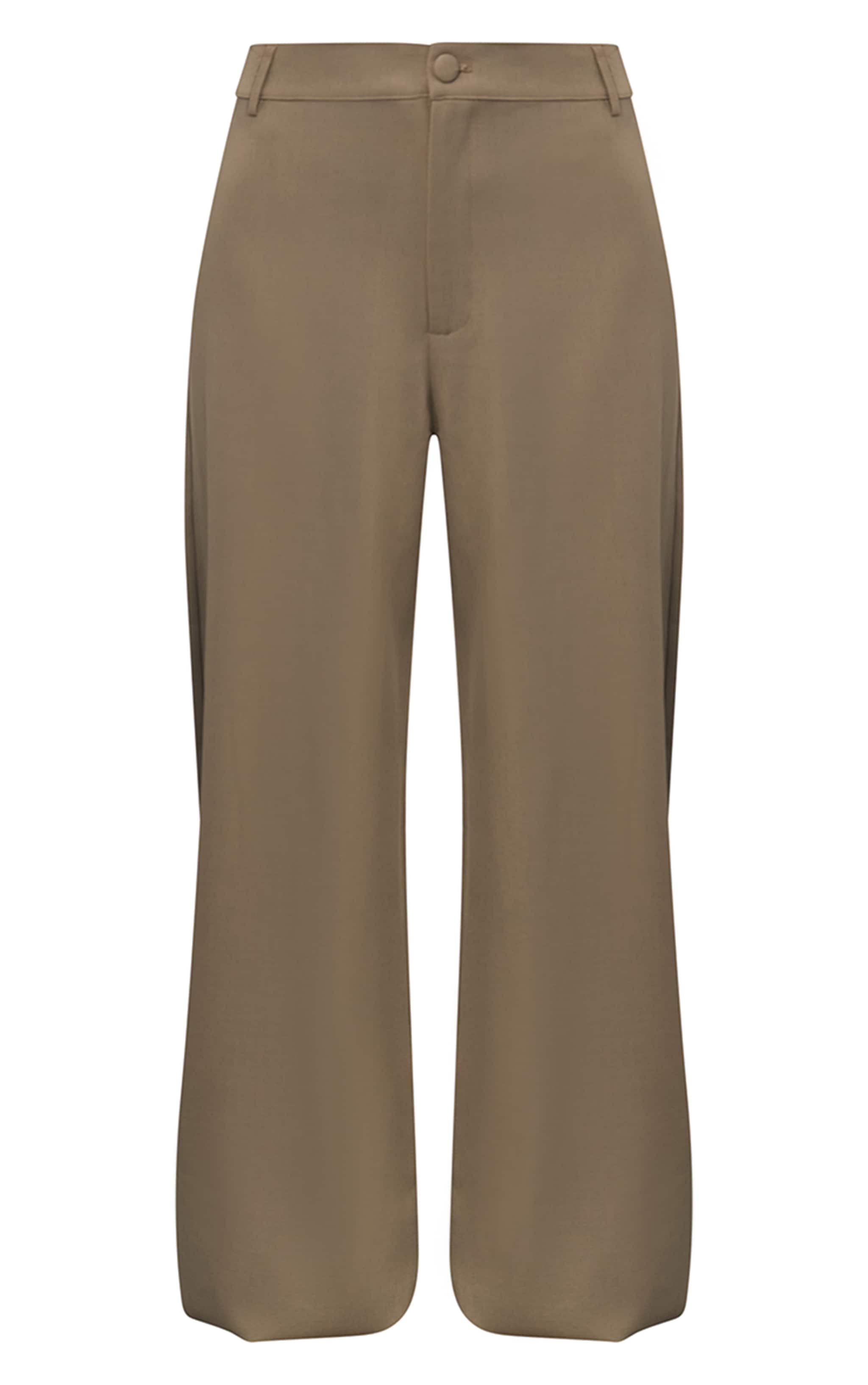 Light Khaki Woven Toggle Detail Straight Leg Pants image 6