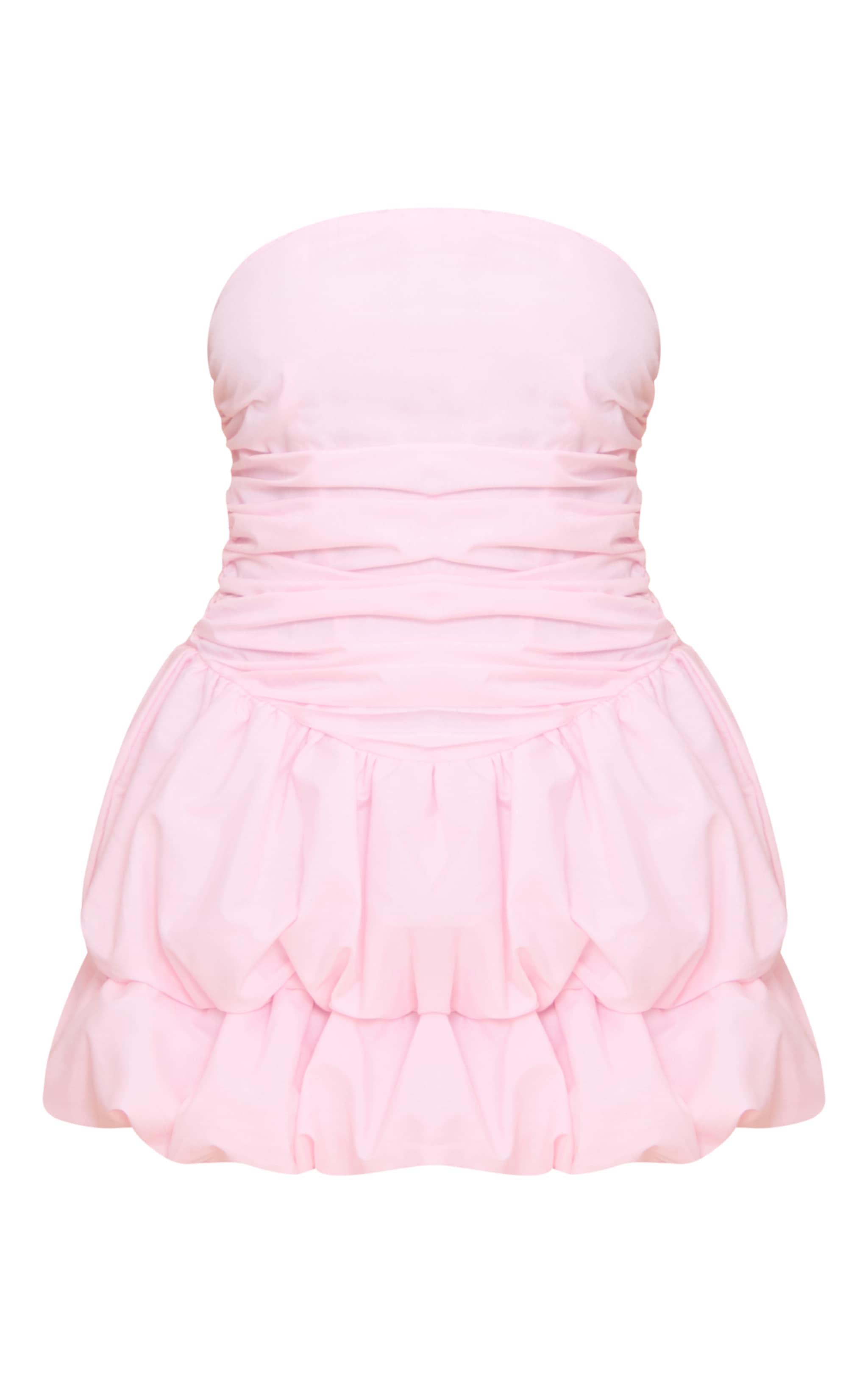 Baby Pink Bandeau Ruched Puffball Mini Dress image 5