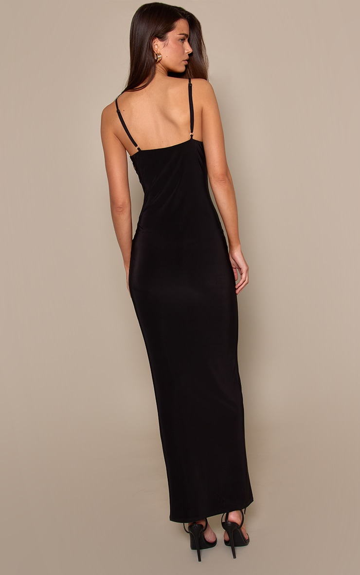 Robe très moulante doublée noire à bretelles fines image 2