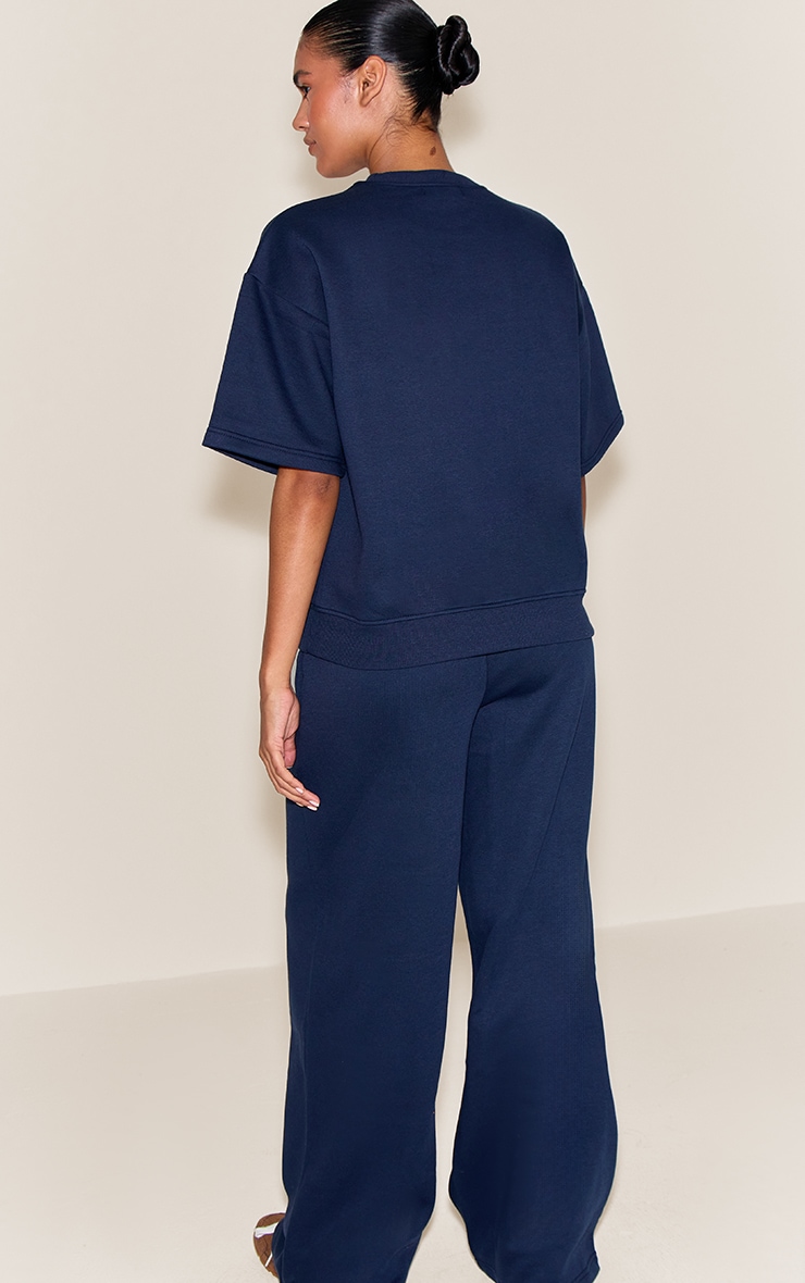 Navy Button Up Wide Leg Sweatpants image 3