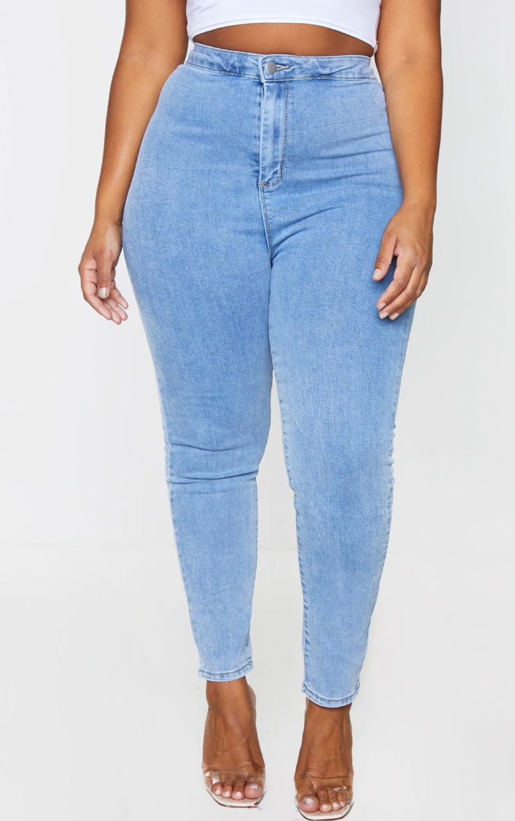 PRETTYLITTLETHING Plus Vintage Wash Disco Skinny Jeans image 2