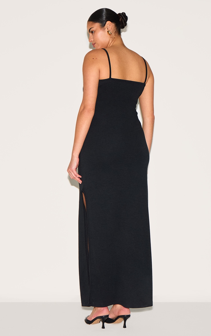 Plus Robe modal longue noire à bretelles fines image 2