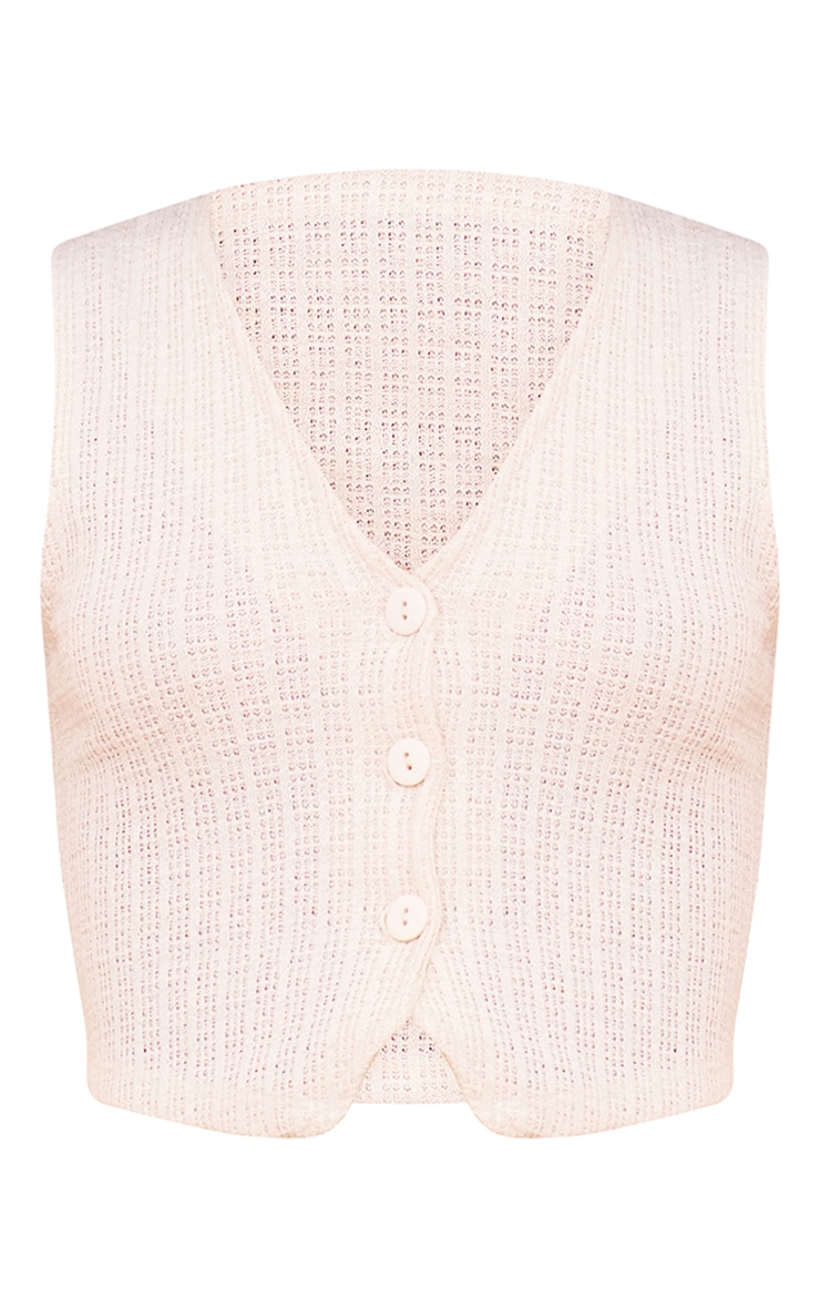 Cream Distressed Textured Rib Boxy Vest | Co-ords