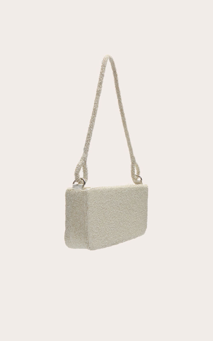 Off White Micro Beaded Shoulder Bag image 3