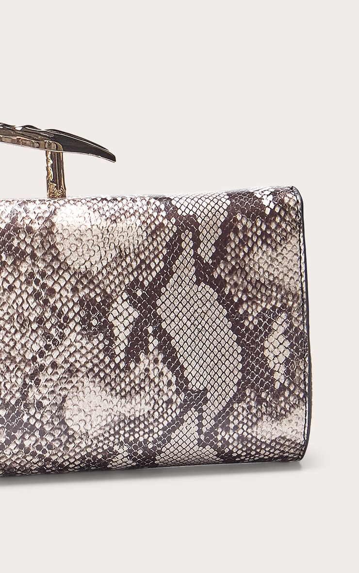 Natural Snake Gold Hardware Clutch Bag image 4