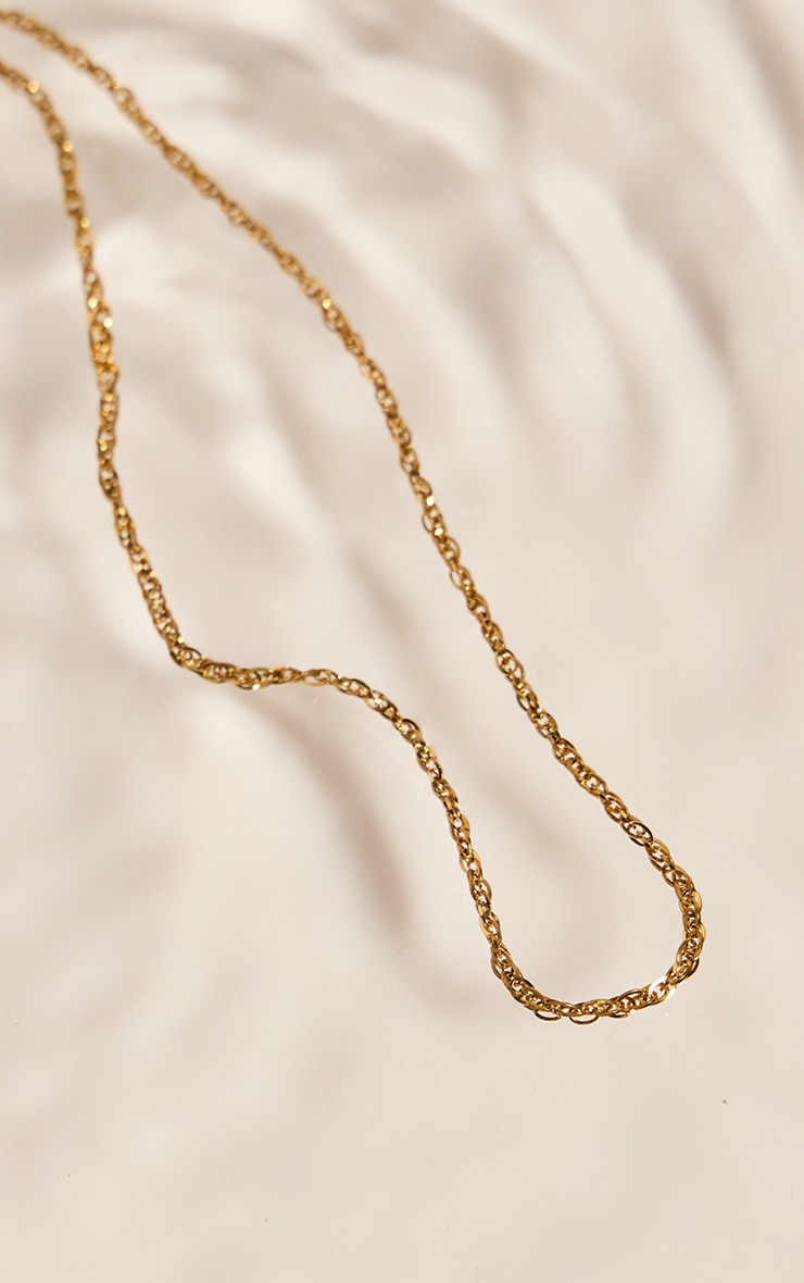 Gold Water Resistant Twist Link Necklace image 3