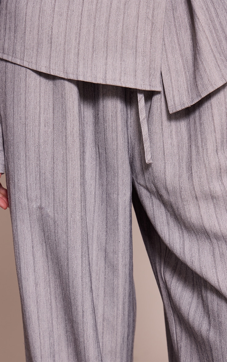 Light Grey Pinstripe Woven Drawstring Pant image 4