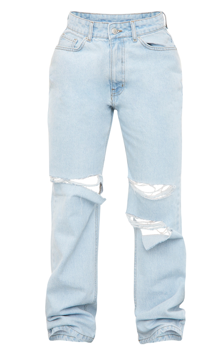 Light Blue Wash Baggy Low Rise Ripped Boyfriend Jeans