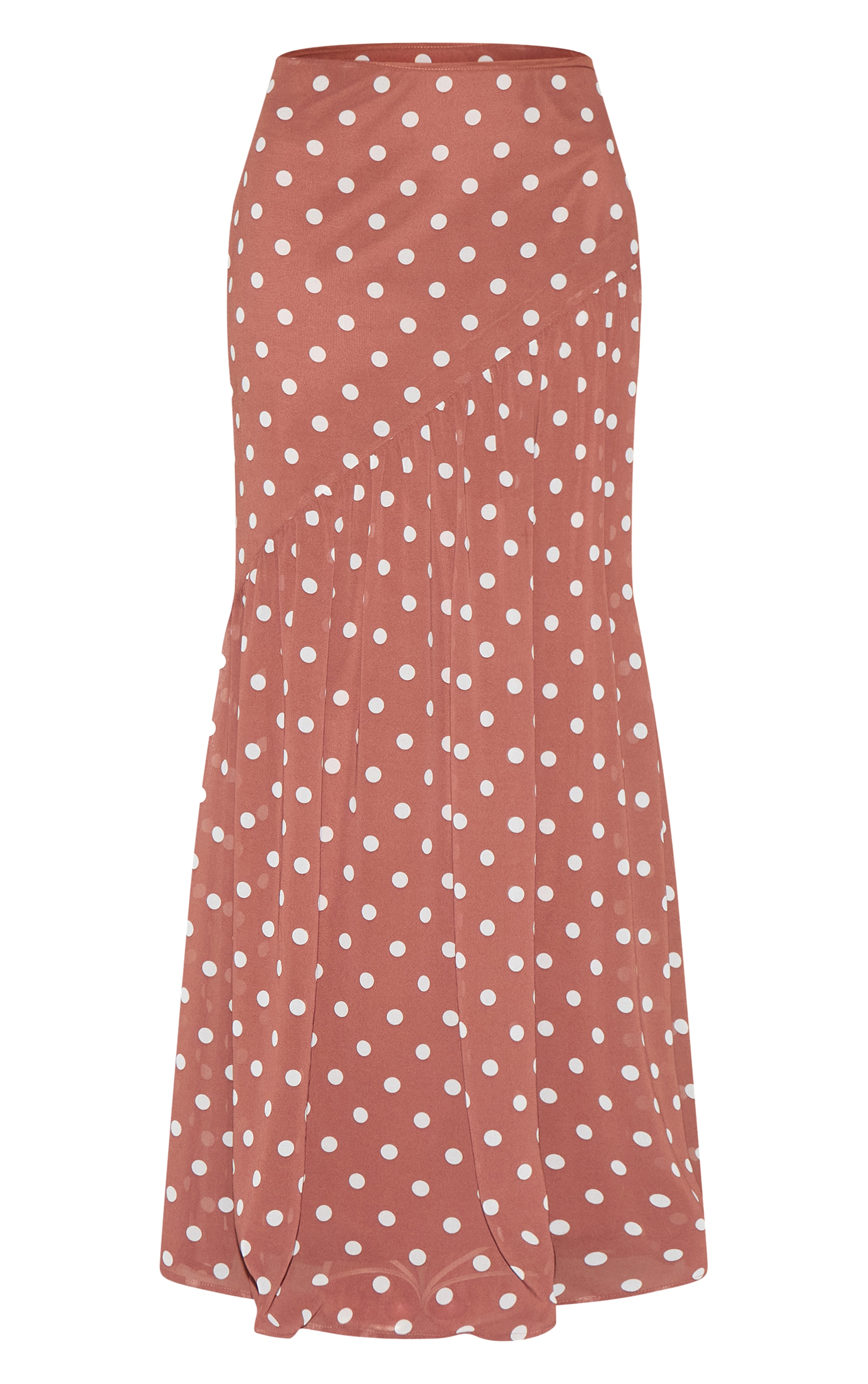 Chocolate Polka Dot Asymmetric Maxi Skirt image 5