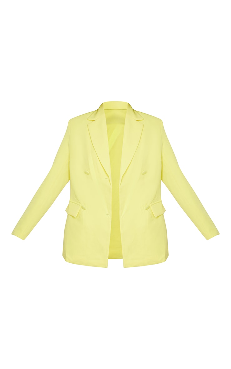 Yellow Woven Double Breasted Covered Blazer PrettyLittleThing USA