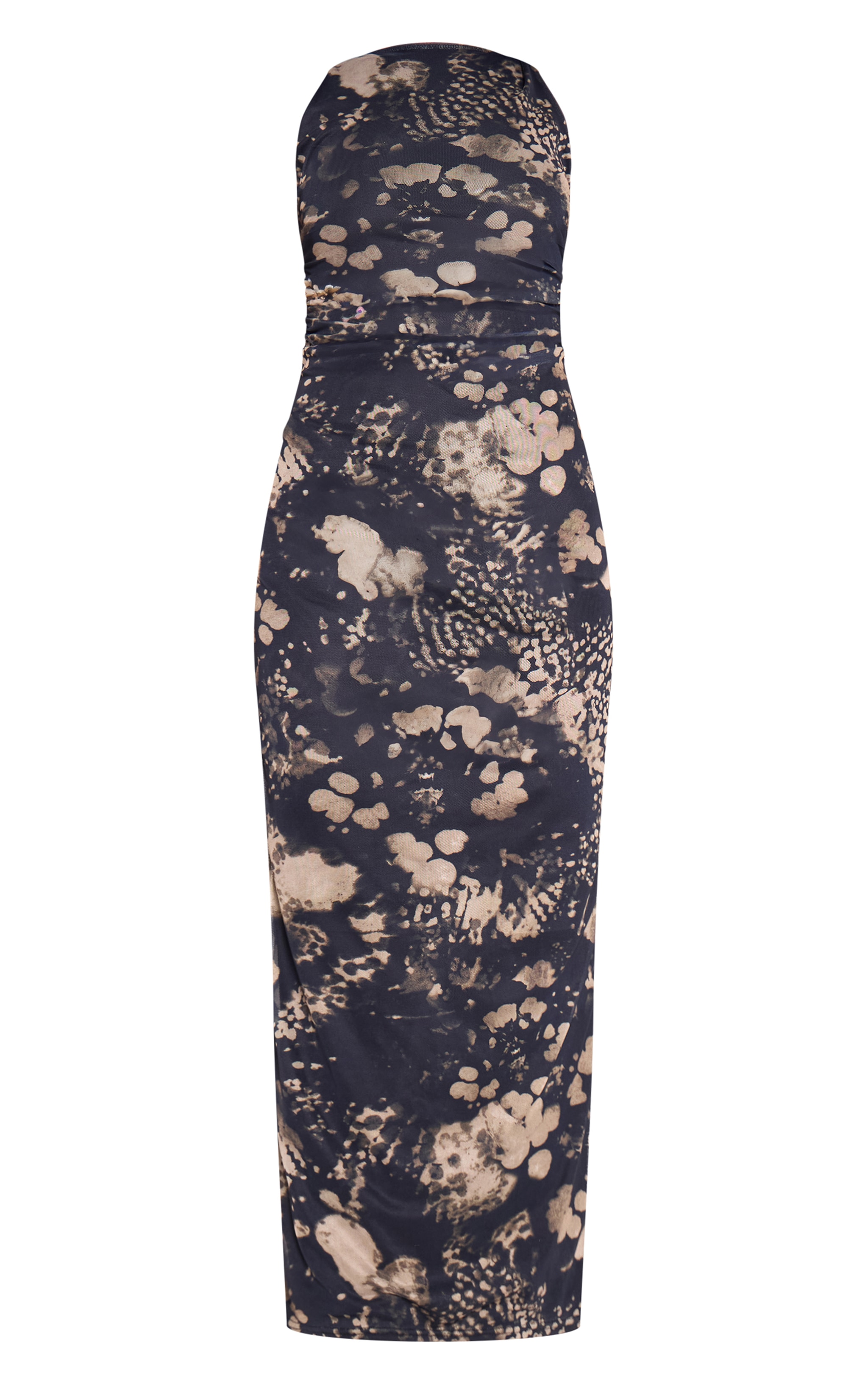 Robe longue en mesh imprimé vert foncé à épaules torsadées image 5