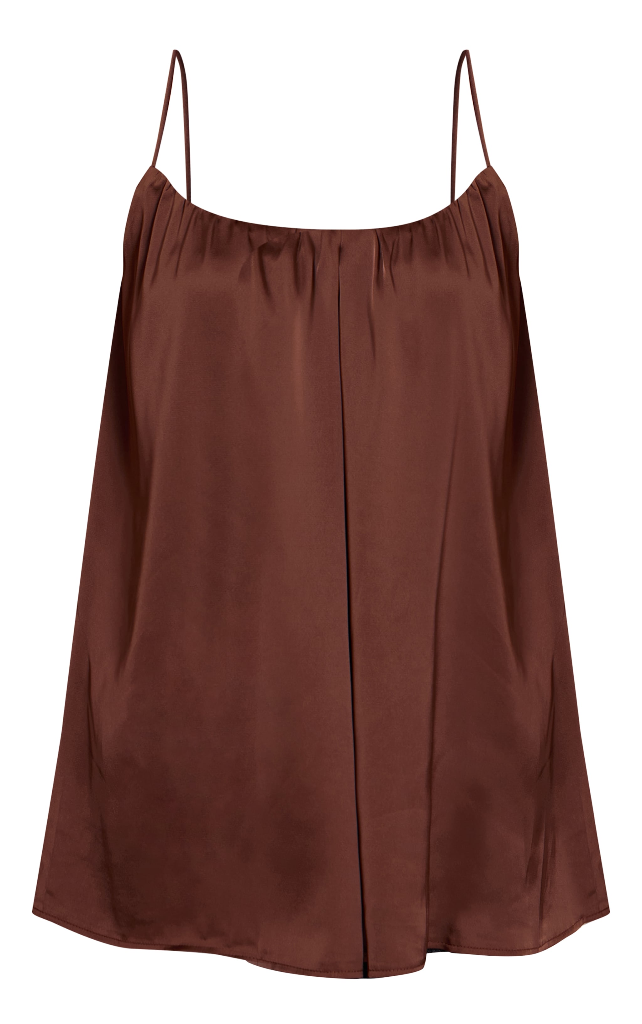 Chocolate Satin Strappy Flowy Longline Cami Top image 5