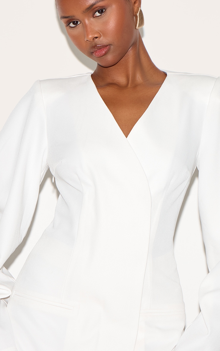 White Cross Front Cocoon Sleeve Tailored Romper image 4