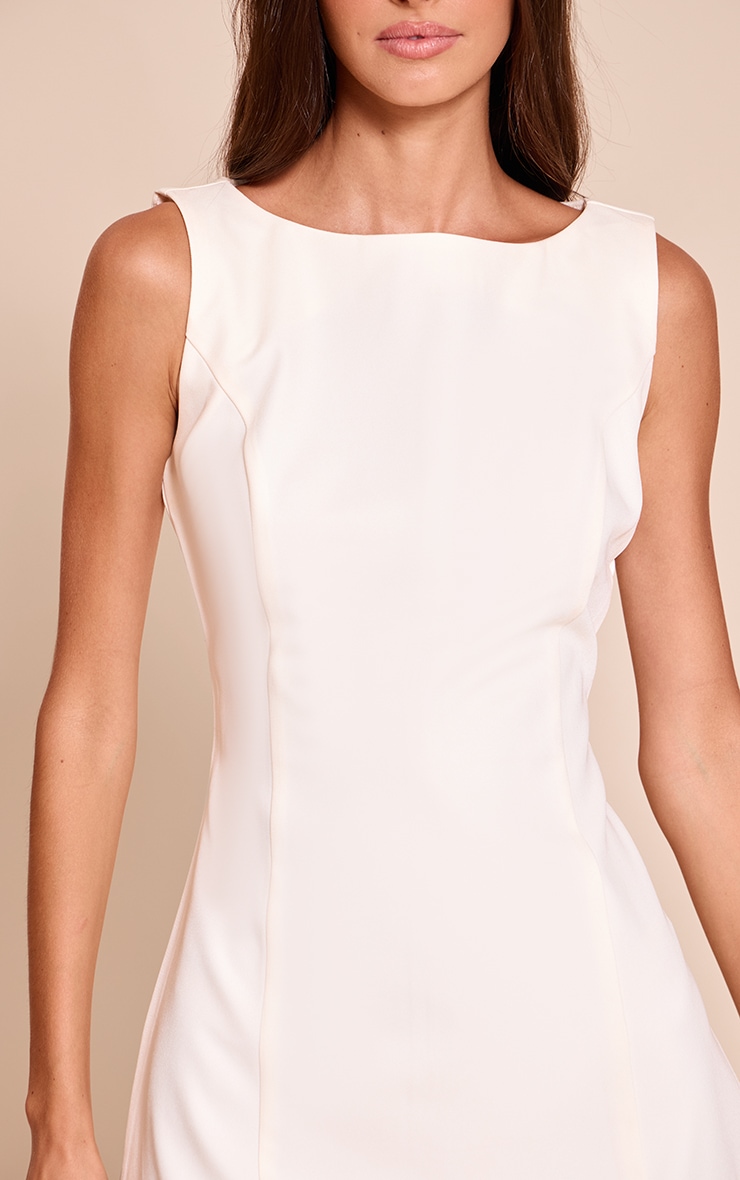 Cream Boat Neck Dress image 4