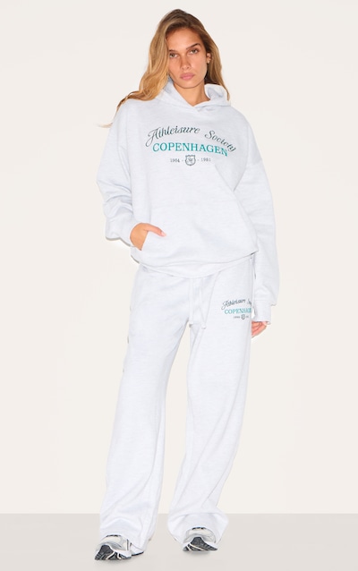 Ash Grey Premium New York Embroidered Straight Leg Track Pant