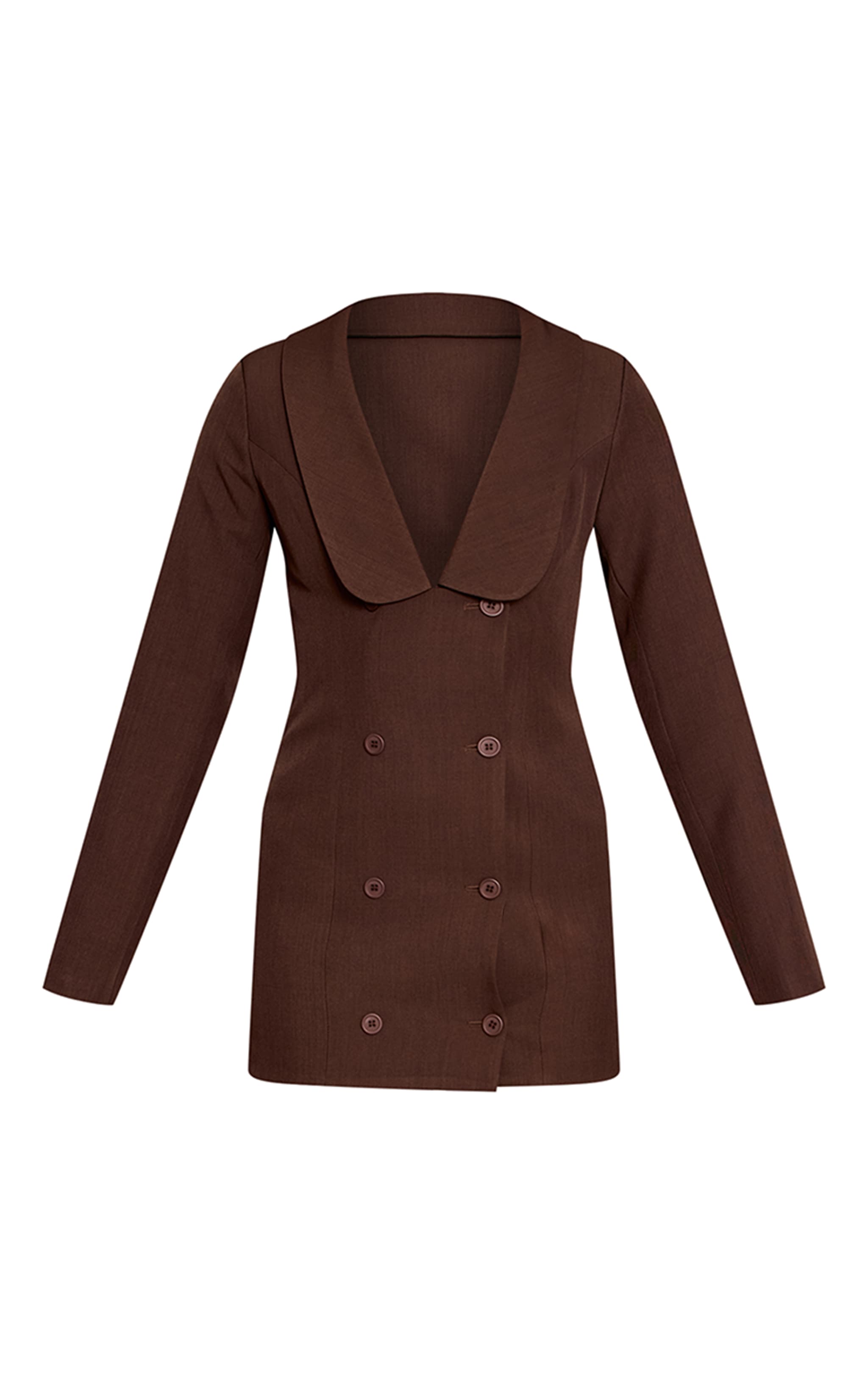 Chocolate Woven Curved Lapel Blazer Dress image 5