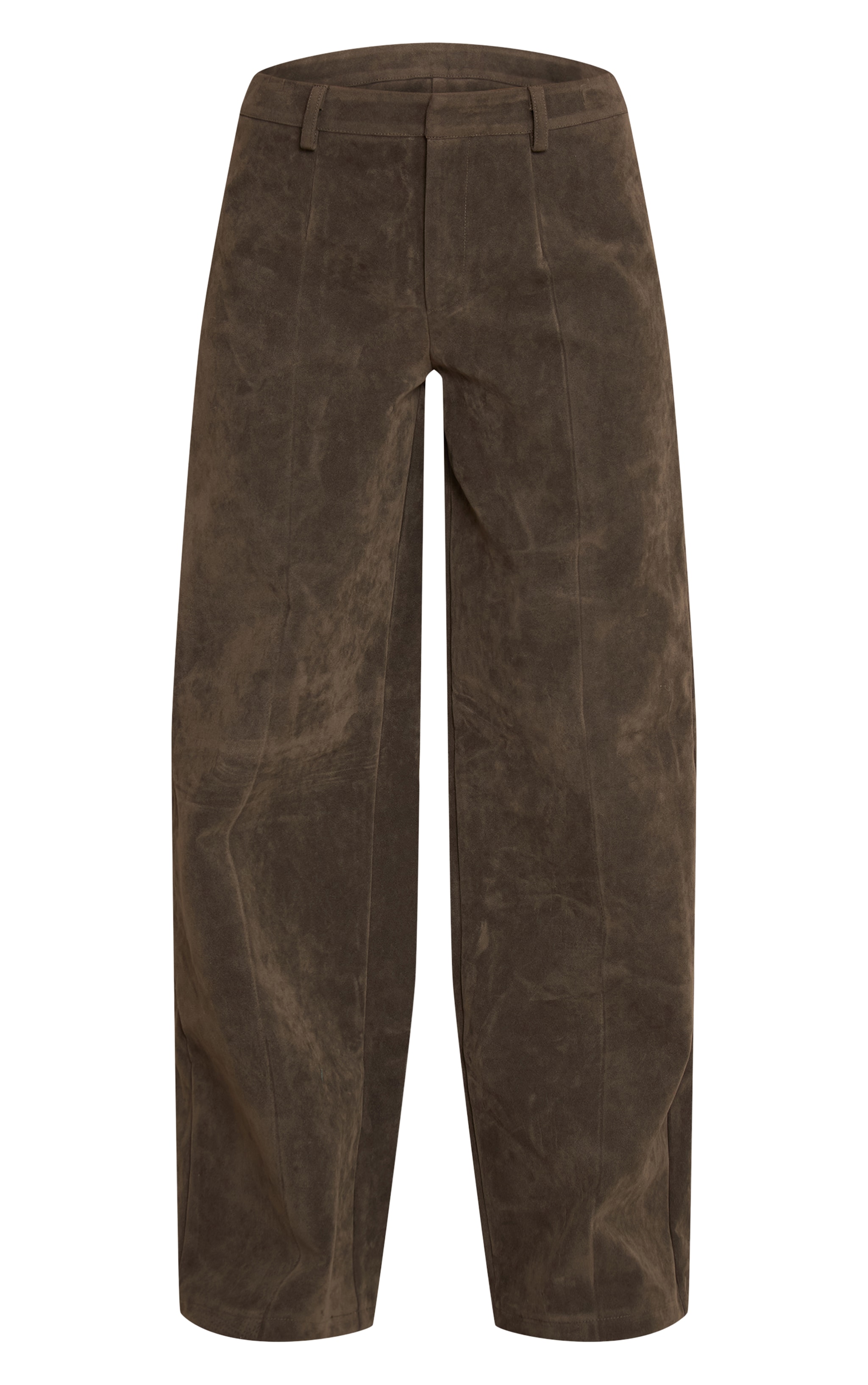 Khaki Faux Suede Straight Leg Pants image 5