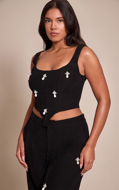 Shape Black Embellished Corset Top